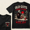 Old Guys Surf Club Too Old To Wipe Out Surfing Grandpa Palm Tree Sunset Graphic T-Shirt